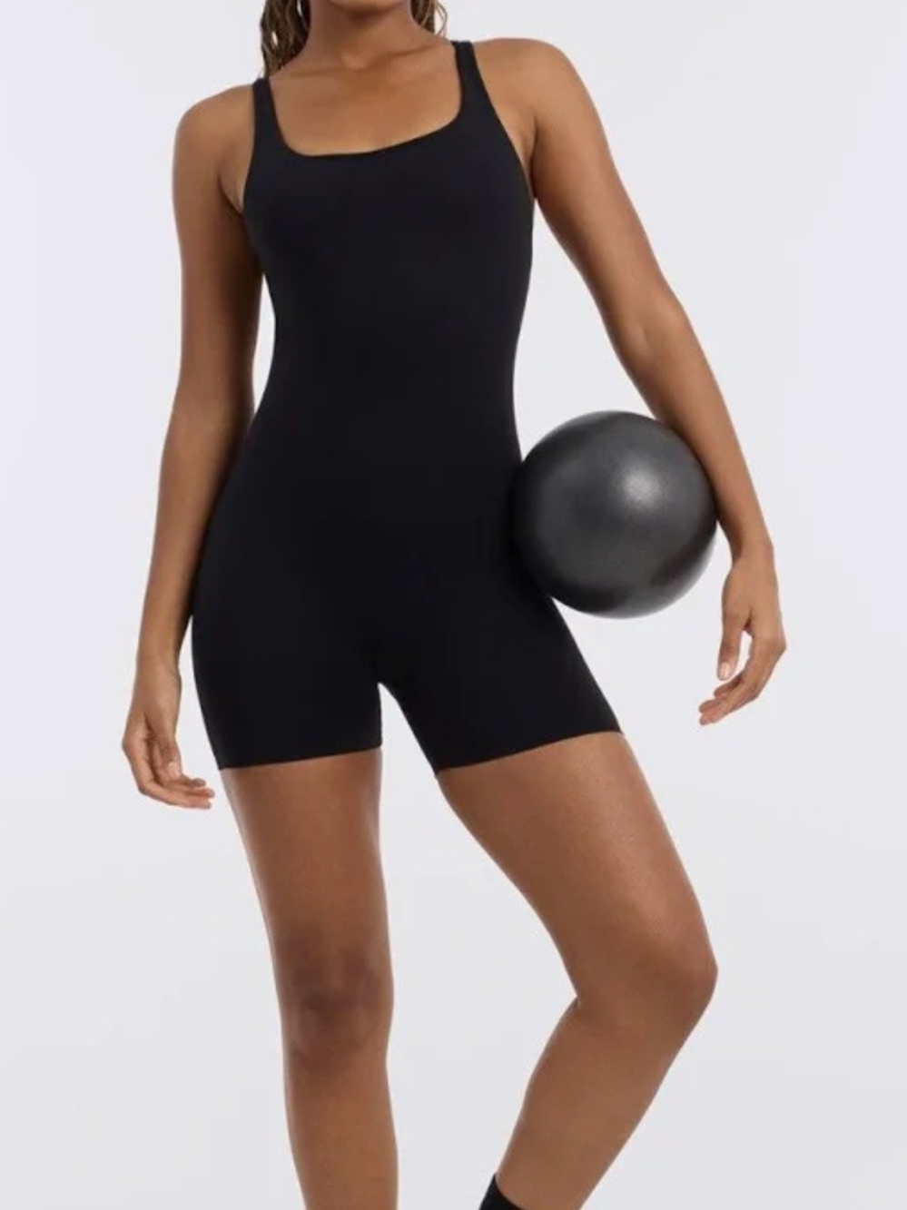 NWT TAVI Short Bodysuit Black TaviSculpt Adjustable Strap Yoga Romper XL